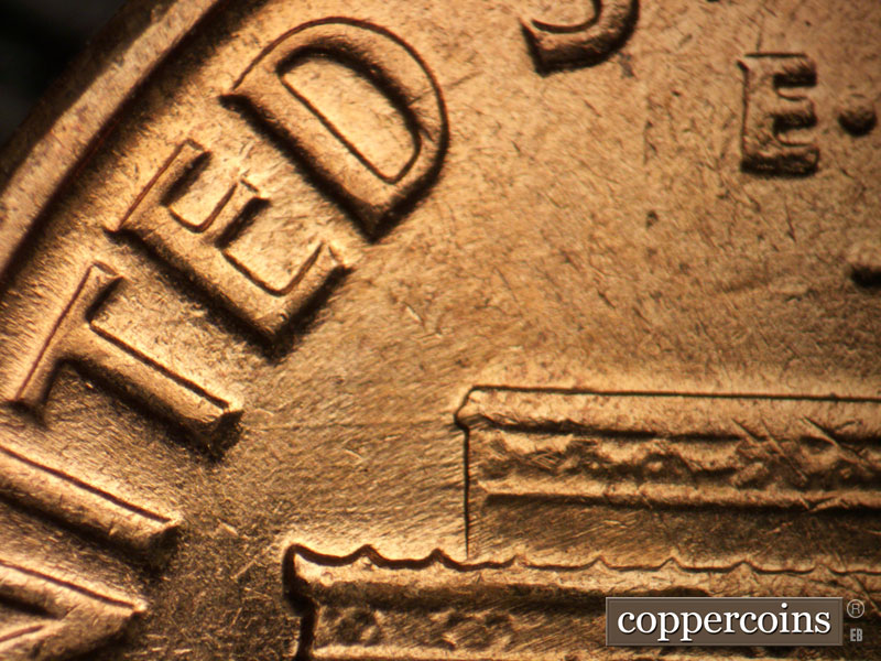 Die-stage B marker on 1961D•1MM•123 (1961 Repunched Mint Mark).