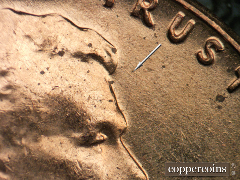 Die-stage B marker on 1961D•1MM•126 (1961 Repunched Mint Mark).