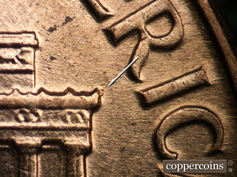 Die-stage B marker on 1961D•1MM•126 (1961 Repunched Mint Mark).