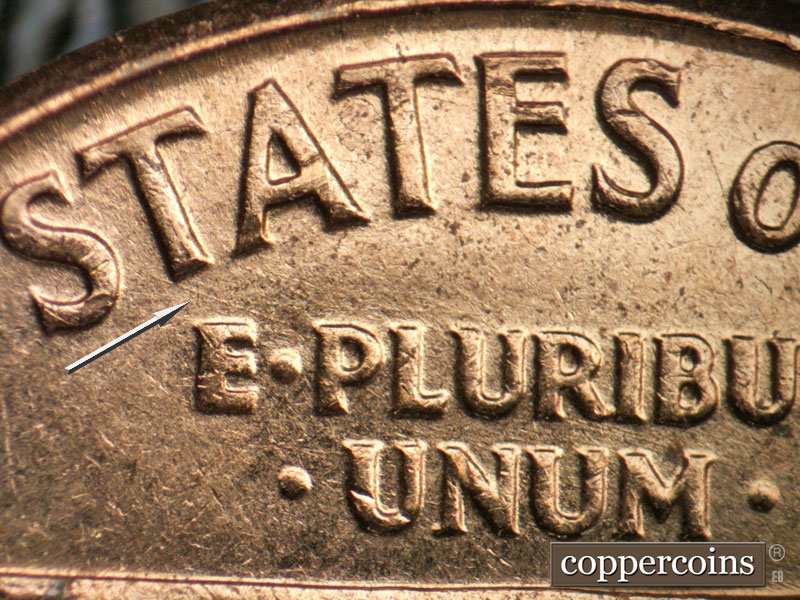 Die-stage B marker on 1961D•1MM•126 (1961 Repunched Mint Mark).