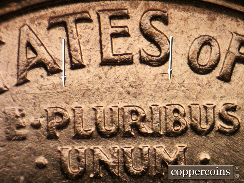 Die-stage B marker on 1961D•1MM•128 (1961 Repunched Mint Mark).
