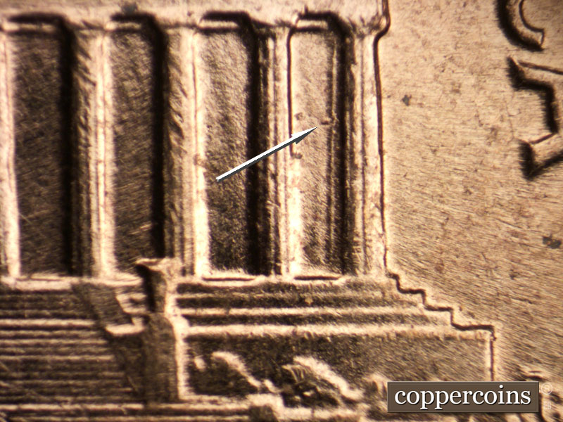 Die-stage B marker on 1961D•1MM•128 (1961 Repunched Mint Mark).