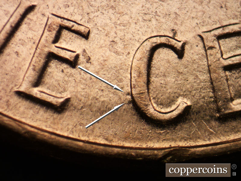 Die-stage B marker on 1961D•1MM•128 (1961 Repunched Mint Mark).