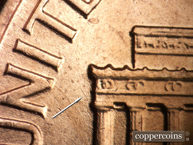 Die-stage B marker on 1961D•1MM•131 (1961 Repunched Mint Mark).