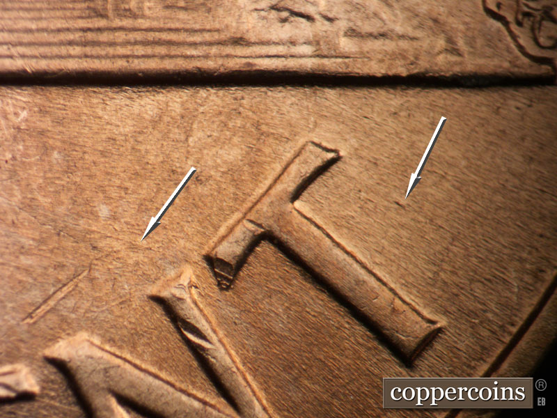Die-stage B marker on 1961D•1MM•131 (1961 Repunched Mint Mark).