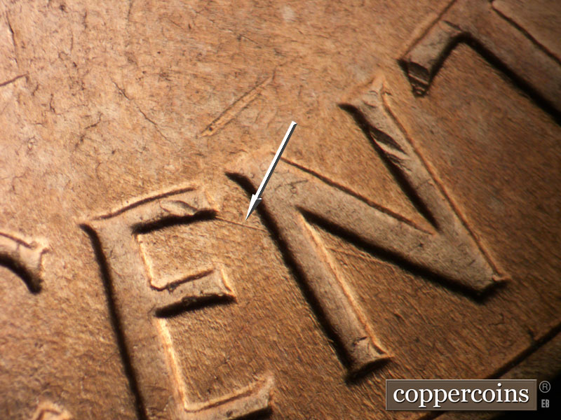 Die-stage B marker on 1961D•1MM•131 (1961 Repunched Mint Mark).