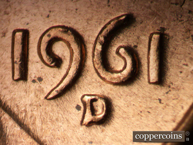 Die-stage C marker on 1961D•1MM•132 (1961 Repunched Mint Mark).