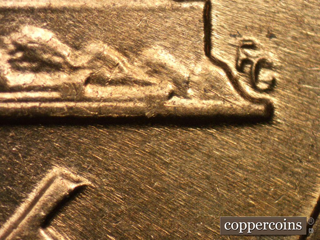 Die-stage B marker on 1961D•1MM•137 (1961 Repunched Mint Mark).