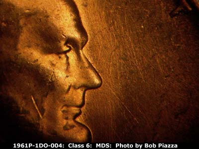 Die-stage B marker on 1961P•1DO•004 (1961 Doubled Die Obverse).
