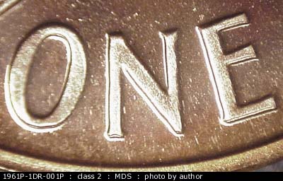 1961 Lincoln cent obverse proof, CopperCoins die 1961P•1DR•001P.