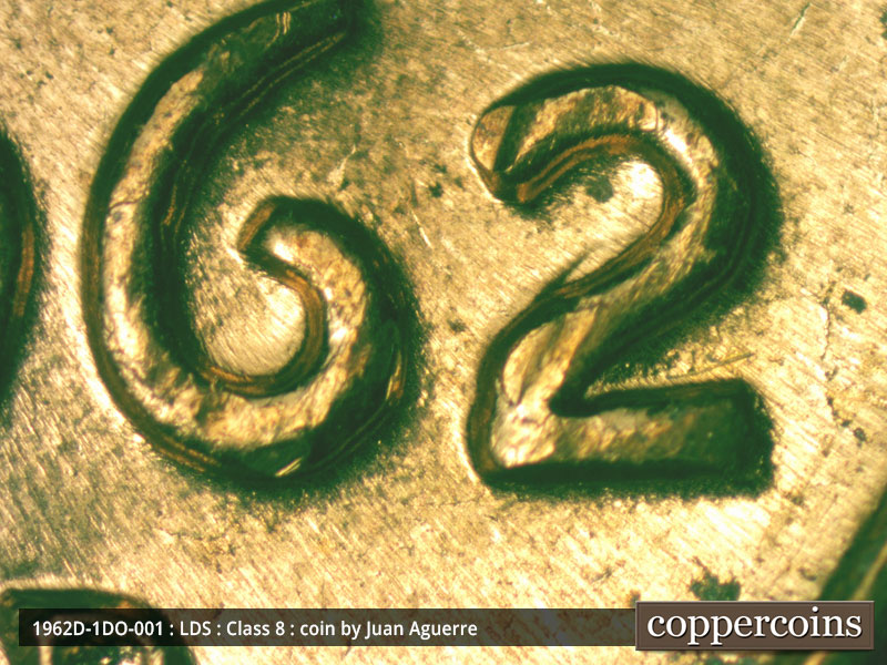 Die-stage C marker on 1962D•1DO•001 (1962 Doubled Die Obverse).