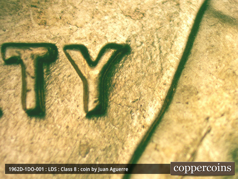 Die-stage C marker on 1962D•1DO•001 (1962 Doubled Die Obverse).