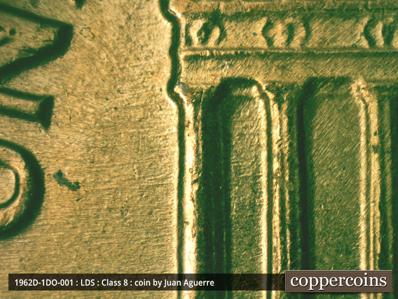 Die-stage C marker on 1962D•1DO•001 (1962 Doubled Die Obverse).