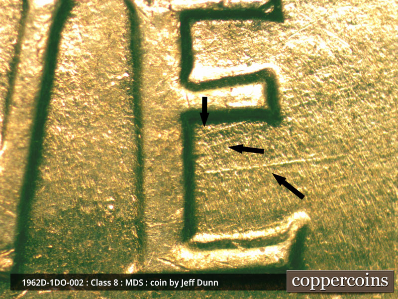 Die-stage B marker on 1962D•1DO•002 (1962 Doubled Die Obverse).