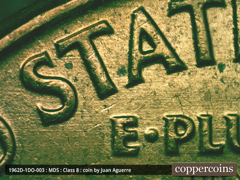 Die-stage B marker on 1962D•1DO•003 (1962 Doubled Die Obverse).