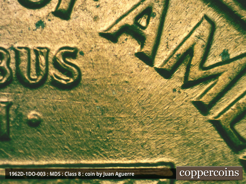 Die-stage B marker on 1962D•1DO•003 (1962 Doubled Die Obverse).