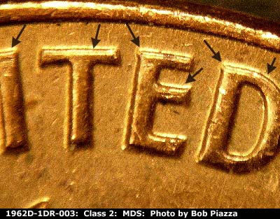 1962 Lincoln cent obverse, CopperCoins die 1962D•1DR•003.
