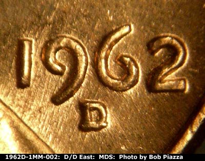1962 Lincoln cent obverse, CopperCoins die 1962D•1MM•002.