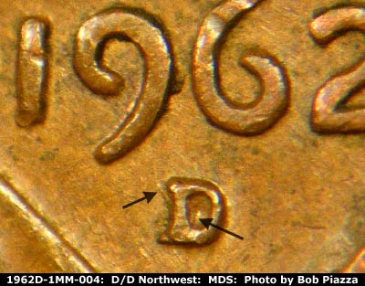 1962 Lincoln cent obverse, CopperCoins die 1962D•1MM•004.