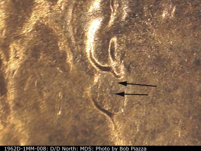 Die-stage B marker on 1962D•1MM•008 (1962 Repunched Mint Mark).
