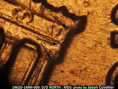 Die-stage B marker on 1962D•1MM•009 (1962 Repunched Mint Mark).