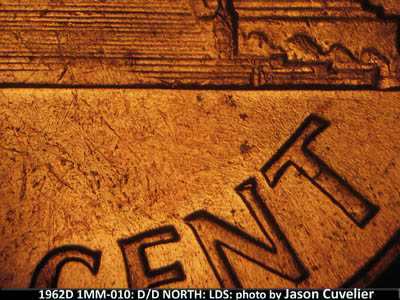 Die-stage C marker on 1962D•1MM•010 (1962 Repunched Mint Mark).