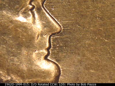 Die-stage C marker on 1962D•1MM•015 (1962 Repunched Mint Mark).