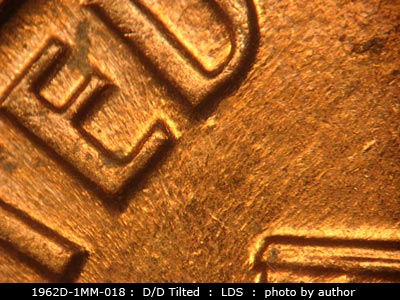 Die-stage C marker on 1962D•1MM•018 (1962 Repunched Mint Mark).