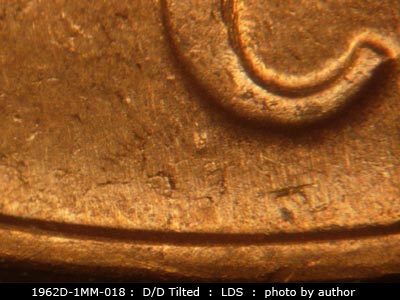 Die-stage C marker on 1962D•1MM•018 (1962 Repunched Mint Mark).
