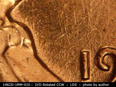 Die-stage C marker on 1962D•1MM•020 (1962 Repunched Mint Mark).