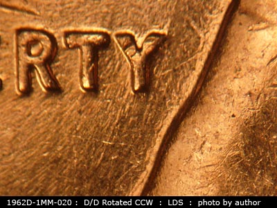 Die-stage C marker on 1962D•1MM•020 (1962 Repunched Mint Mark).