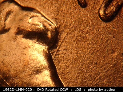 Die-stage C marker on 1962D•1MM•020 (1962 Repunched Mint Mark).