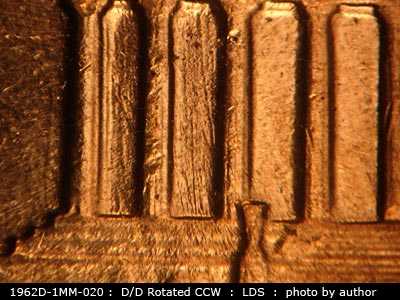 Die-stage C marker on 1962D•1MM•020 (1962 Repunched Mint Mark).