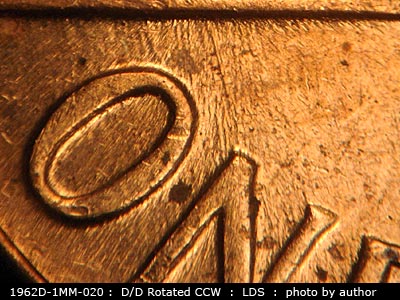 Die-stage C marker on 1962D•1MM•020 (1962 Repunched Mint Mark).