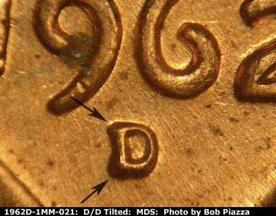 1962 Lincoln cent obverse, CopperCoins die 1962D•1MM•021.