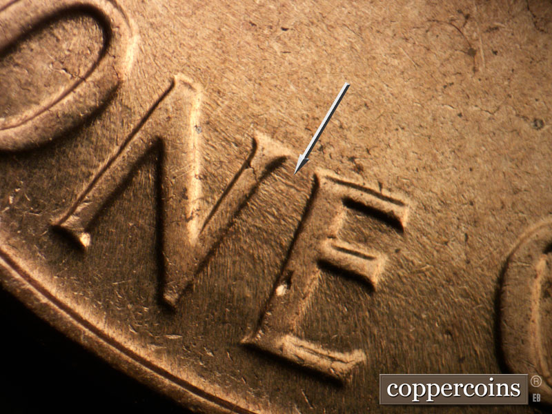 Die-stage B marker on 1962D•1MM•022 (1962 Repunched Mint Mark).