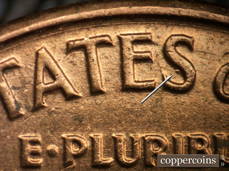 Die-stage B marker on 1962D•1MM•032 (1962 Repunched Mint Mark).