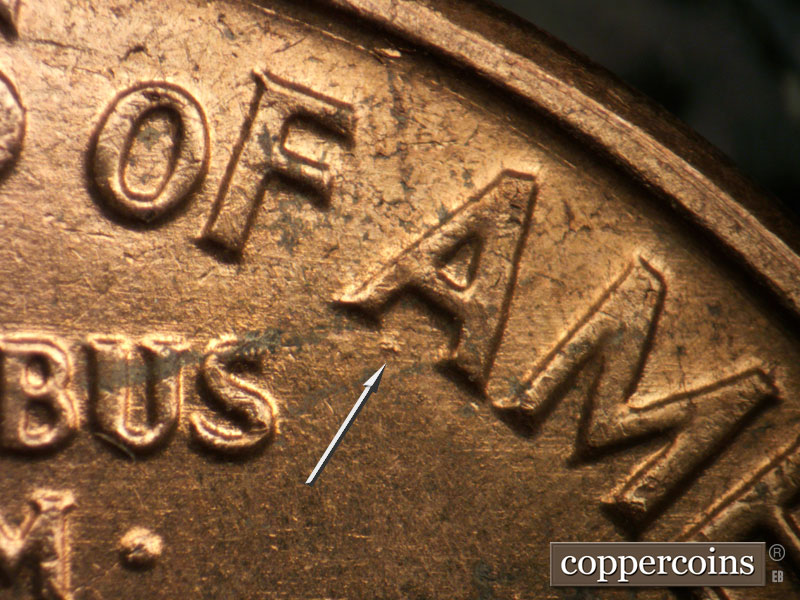 Die-stage B marker on 1962D•1MM•032 (1962 Repunched Mint Mark).