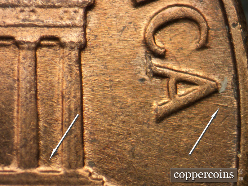 Die-stage B marker on 1962D•1MM•033 (1962 Repunched Mint Mark).