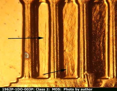Die-stage B marker on 1962P•1DO•003P (1962 Doubled Die Obverse).