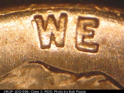 1962 Lincoln cent obverse, CopperCoins die 1962P•1DO•006.