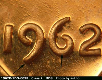 1962 Lincoln cent obverse proof, CopperCoins die 1962P•1DO•009P.