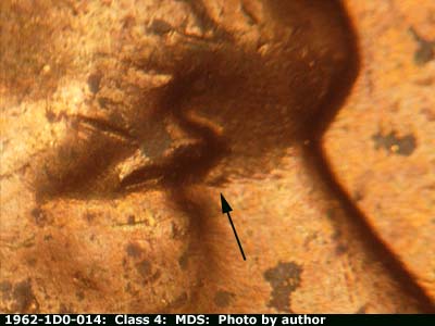 1962 Lincoln cent obverse, CopperCoins die 1962P•1DO•014.