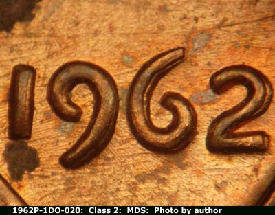 1962 Lincoln cent obverse, CopperCoins die 1962P•1DO•020.