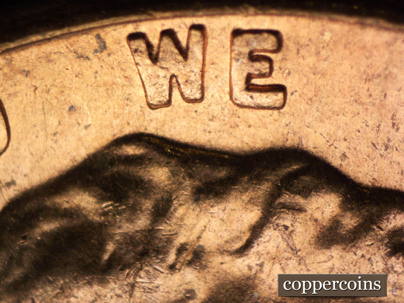 Die-stage A marker on 1962P•1DO•024 (1962 Doubled Die Obverse).