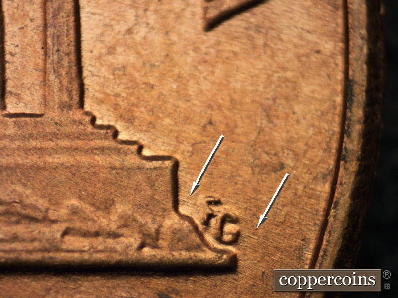 Die-stage A marker on 1962P•1DO•024 (1962 Doubled Die Obverse).