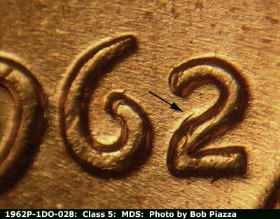 1962 Lincoln cent obverse, CopperCoins die 1962P•1DO•028.