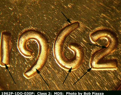 1962 Lincoln cent obverse proof, CopperCoins die 1962P•1DO•030P.