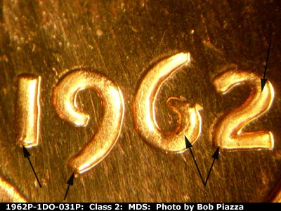 1962 Lincoln cent obverse proof, CopperCoins die 1962P•1DO•031P.