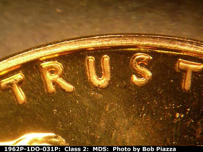 Die-stage B marker on 1962P•1DO•031P (1962 Doubled Die Obverse).